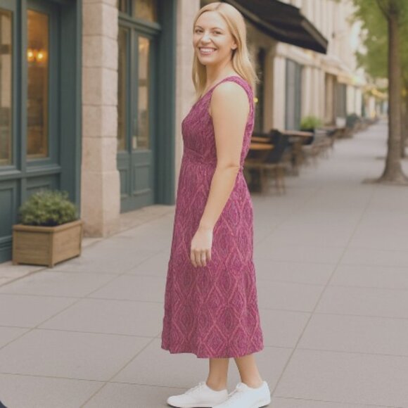 Lauren Ralph Lauren Dress Size 10 Purple Geometric Midi - Picture 4 of 10